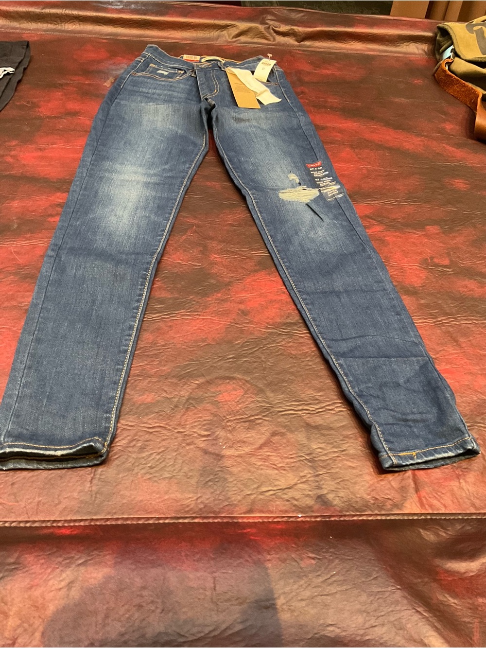 Levi's Women's Mile High-super skinny Distressed Blue Jeans